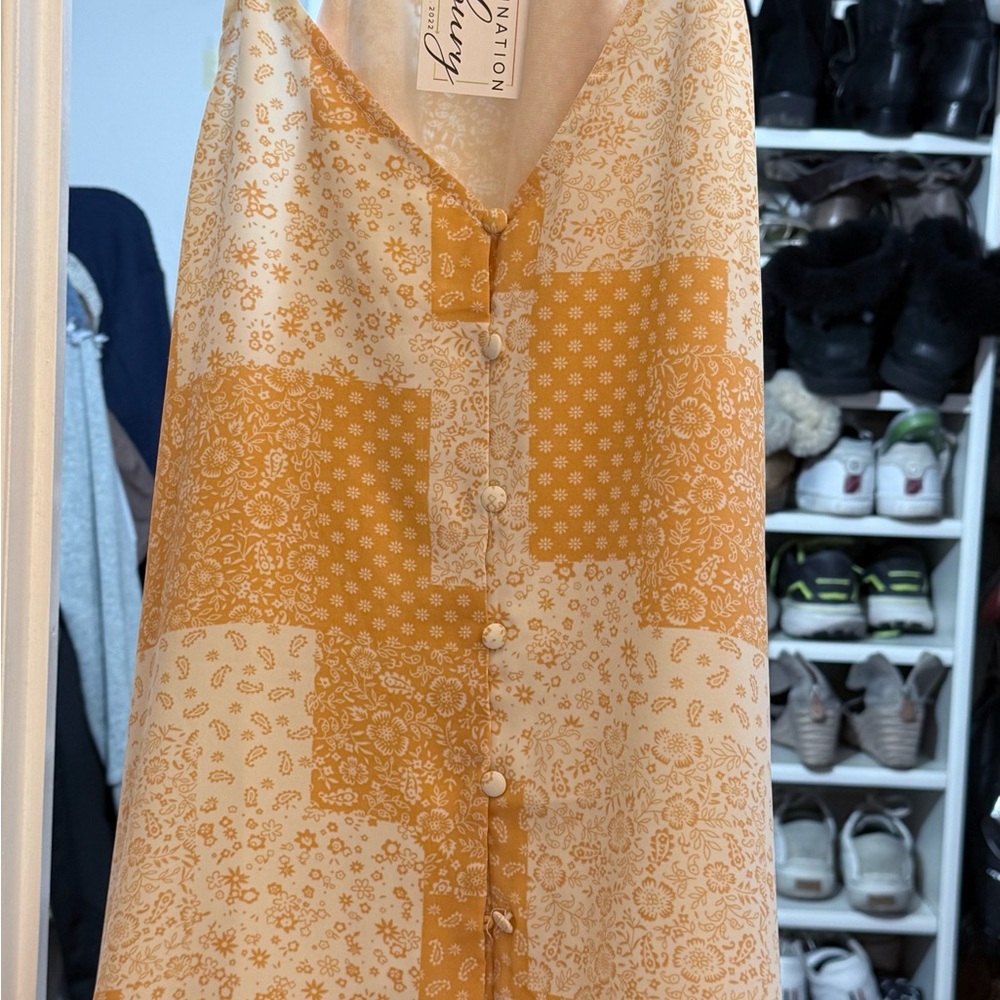 Orange and Cream Flowy Top